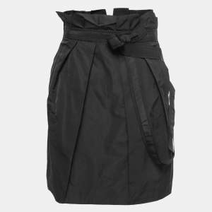 Louis Vuitton Black Coated Silk Pleated Knee Length Skirt L