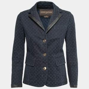 Louis Vuitton Navy Blue Monogram Jacquard Denim Blazer M