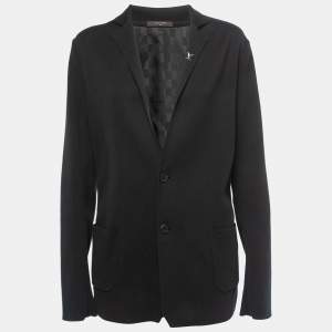 Louis Vuitton Black Cotton Knit Single Breasted Blazer S