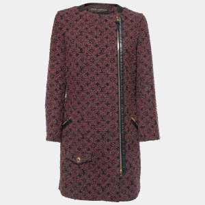Louis Vuitton Bordeaux Tweed Zip Front Coat S