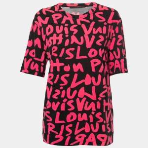 Louis Vuitton X Stephen Sprouse Black/Pink Grafitti Print Cotton Modal T-Shirt L