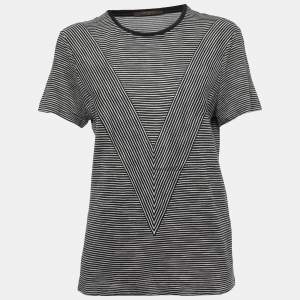 Louis Vuitton Black & White Striped Silk Knit T-Shirt XS