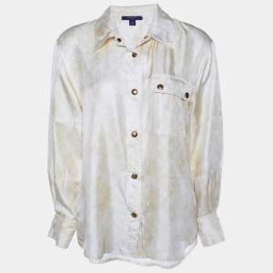 Louis Vuitton Yellow Silk Monogram Cloud Masculine Shirt M