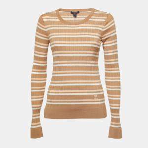 Louis Vuitton Beige Striped Wool Round Neck Jumper M