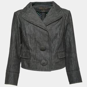 Louis Vuitton Black Denim Monogram Sleeve Detailed Jacket M