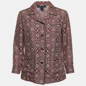 Louis Vuitton Burgundy 1854 Printed Silk Pajama Shirt XS