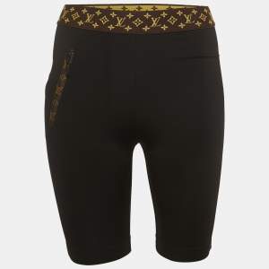 Louis Vuitton Black Jersey Monogram Detail Elasticated Waist Cycling Shorts S