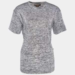 Louis Vuitton Grey Cotton & Silk Knit T-Shirt M