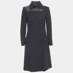 Louis Vuitton Vintage Charcoal Grey Wool Double-Breasted Coat S