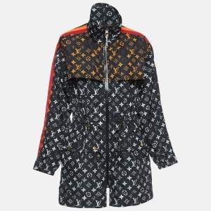 Louis Vuitton Black Monogram Nylon Zip Front Parker Jacket S