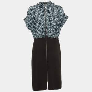 Louis Vuitton Black/Blue Printed Silk Midi Dress L