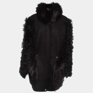 Louis Vuitton Black Cashmere/Fur Trimmed Oversized Parka Jacket M