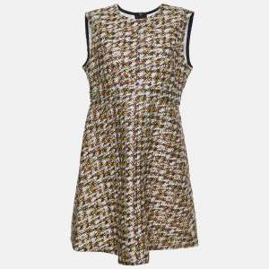Louis Vuitton Brown Houndstooth Pattern Wool Sleeveless Dress L