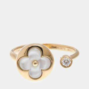 Louis Vuitton Berg Sun Blossom Ring 18K Fashion Diamond Mother Of Pearl Band Ring Pink Gold