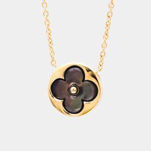 Pre Owned Louis Vuitton Sun Nacle Pink Gold 18K Mother Of Pearl Pendant Necklace 