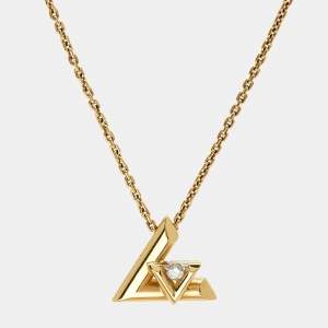 Pre Owned Louis Vuitton LV Volt Diamond 18k Yellow Gold Small Model Necklace