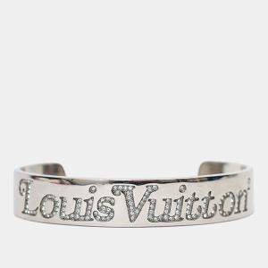 Pre Owned Louis Vuitton x Nigo Silver Tone Squared Strass Bracelet Size M