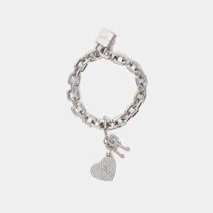 مملوكة مسبقًا Louis Vuitton 18K White Gold/Pave Diamond Heart Tag Chain Bracelet