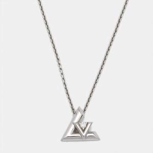 Pre Owned Louis Vuitton LV Volt Diamond 18k White Gold Necklace