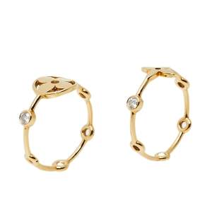 Louis Vuitton Monogram Idylle Blossom Diamond 18k Yellow Gold Set of Two Rings Size 57