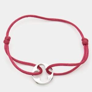 Louis Vuitton Empreinte 18k White Gold Pink Adjustable Cord Bracelet