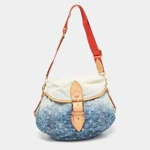 Pre Owned Louis Vuitton Blue Washed Denim Monogram Limited Edition Sunshine Bag