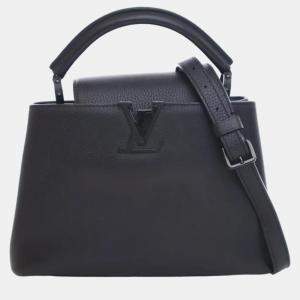 Louis Vuitton So Black Leather BB Capucines Top Handle Bag