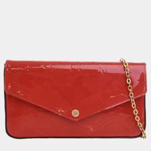 Louis Vuitton Red Monogram Vernis Leather Pochette Felicie Clutch Bag