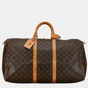 Louis Vuitton Brown Canvas Keepall 55 Bag