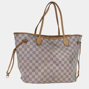 Louis Vuitton Grey/White Canvas MM Neverfull Tote Bag