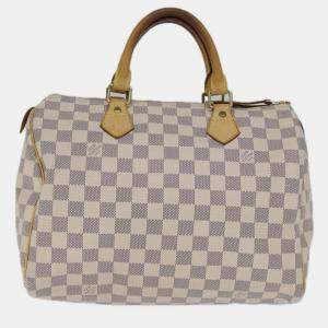 Louis Vuitton White Damier Azur Canvas Speedy 30 Satchel