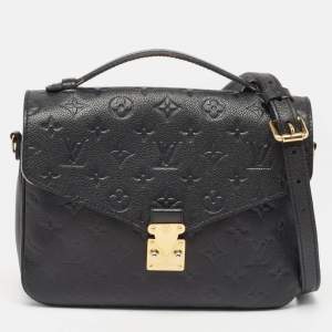 Pre Owned Louis Vuitton Black Monogram Empreinte Leather Pochette Metis Bag
