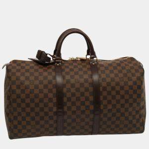 Louis Vuitton Brown Canvas Keepall 50 travel Bag