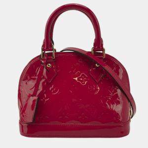 Pre Owned Louis Vuittion Red Monogram Vernis Alma Bag