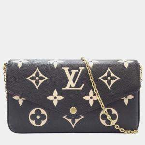 Louis Vuitton Beige/Black Leather  Pochette Felicie Clutches