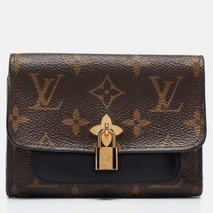 Louis Vuitton Black Monogram Canvas and Leather Flower Lock Wallet