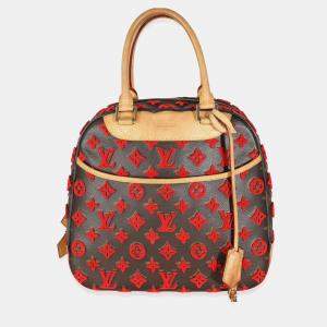 Louis Vuitton Red Monogram Canvas Tuffetage Deauville Cube Satchel