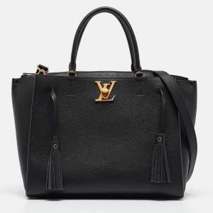 Pre Owned Louis Vuitton Black Leather Lockmeto Bag
