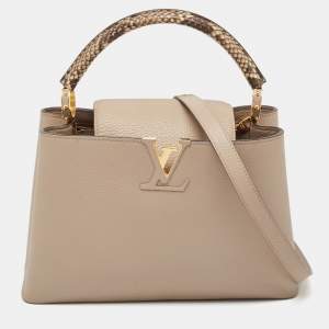 Louis Vuitton Galet Taurillon Leather and Python Capucines MM Bag