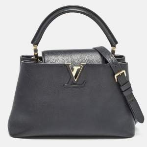 Pre Owned Louis Vuitton Black Taurillon Leather Capucines PM Bag