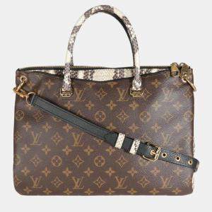 Louis Vuitton Brown Monogram Canvas and Python Leather Pallas Tote Bag