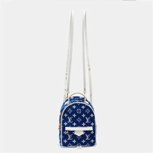 Louis Vuitton Blue/White Monogram Velvet and Leather Palm Springs Backpack