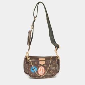 Pre Owned Louis Vuitton Khaki Monogram Canvas My LV World Tour Multi Pochette Accessoires