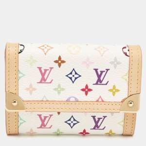 Louis Vuitton White Monogram Multicolore Canvas Porte-Monnaie Plat Coin Purse