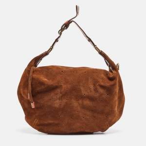 Pre Owned Louis Vuitton Brown Suede Onatah GM Hobo