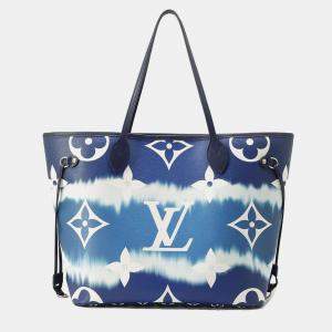 Louis Vuitton Blue Coated Canvas MM Neverfull Tote Bag