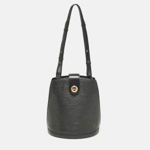 Pre Owned Louis Vuitton Black Epi Leather Cluny Bucket Bag