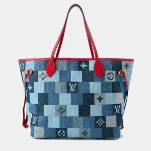 Louis Vuitton Blue Patchwork Monogram Denim Neverfull MM Tote Bag