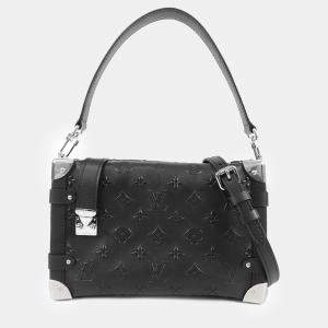 Louis Vuitton Black Calfskin Debossed Monogram Side Trunk 
