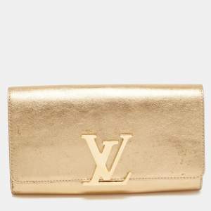 Louis Vuitton Gold Leather Louise Clutch